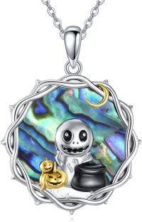 wholesale 925 Sterling Silver Halloween Ghost & Jack-o'-Lantern Pendant Necklace for Women-B-Ghost-2