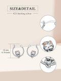 wholesale 925 Sterling Silver Maneki Neko Lucky Cat Charm Hoop Earrings for Women Girls  43mm Diameter-0-1