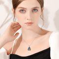 wholesale 925 Sterling Silver Teardrop Moonstone Rose Flower Pendant Necklace with Multi-Language Engraved Backplate - Gothic  for Her on Mothers Day & Christmas-0-1
