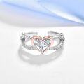 wholesale 925 Sterling Silver Princess Cut Cubic Zirconia Heart Infinity Promise Ring with Adjustable Band for Women-0-4
