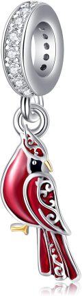wholesale 925 Sterling Silver Red Enamel Cardinal Charm Pendant for Bracelets Necklaces s-0-0