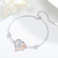 wholesale 925 Sterling Silver Rose Gold Plated Heart-Shaped Bracelet with Cubic Zirconia Accents and Numbered Charm - Perfect Gift for Her on Special Occasions-0-2