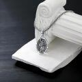 wholesale 925 Sterling Silver Saint Peter Pray For Us Oval Pendant Necklace Oxidized Finish-0-2