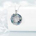 wholesale 925 Sterling Silver Blue Crystal Tree of Life Pendant Necklace for Women and Men-0-3
