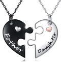 wholesale 925 Sterling Silver Puzzle Heart Necklaces Set for Mother and Daughter Gift-0-0