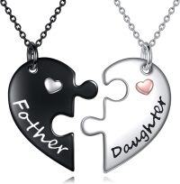 wholesale 925 Sterling Silver Puzzle Heart Necklaces Set for Mother and Daughter Gift-C-father and his sweet set necklace