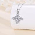 wholesale 925 Sterling Silver Triquetra Celtic Knot Pendant Necklace with Cubic Zirconia for Women and Girls - Wiccan  Idea-0-1