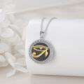 wholesale 925 Sterling Silver Black Onyx Gold Plated Eye Of Horus Pendant Necklace for Women's Gifts-0-4