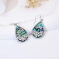 wholesale 925 Sterling Silver Abalone Shell Teardrop Lotus Flower Dragonfly Hook Earrings-0-3