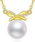 wholesale 14K Gold Freshwater Pearl Pendant Necklace with Rolo Chain for Women-0-0
