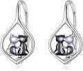 wholesale 925 Sterling Silver Cat Heart Teardrop Dangle Drop Hoop Earrings for Women Gifts-0-0