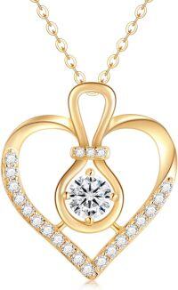 wholesale 14K Gold 0.55ctw Moissanite Heart Pendant Necklace for Women-Style-3
