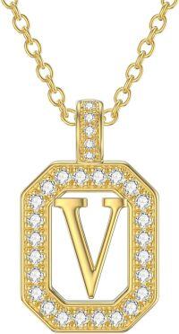 wholesale 14K Gold Moissanite A Z Letter Pendant Necklace for Women 16+2 -V