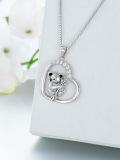 wholesale 925 Sterling Silver Koala Bear in Heart Shape Pendant Necklace for Women-0-4