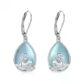 wholesale 925 Sterling Silver Teardrop Blue Agate Mermaid Drop Earrings Gift for Her-0-0