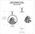 wholesale 925 Sterling Silver Wolf Head Circle Rope Chain Pendant Necklace s for Women-0-3