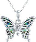 wholesale 925 Sterling Silver Butterfly Necklace with Abalone Shell Inlay Pendant s for Women Girls Valentine's Day Christmas-0-0