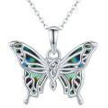 wholesale 925 Sterling Silver Butterfly Necklace with Abalone Shell Inlay Pendant s for Women Girls Valentine's Day Christmas-0-0