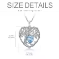 TOUPOP Sterling Silver Aquamarine Tree Of Life Pendant Necklace-0-5