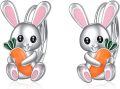 wholesale 925 Sterling Silver Bunny Carrot Leverback Studs for Girls Women Gifts-0-0