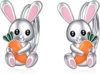 wholesale 925 Sterling Silver Bunny Carrot Leverback Studs for Girls Women Gifts-rabbit