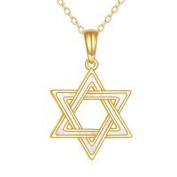 wholesale 14k Gold Star Of David Pendant Necklace Wholesale With Mother Of Pearl-Gold Opal Star of David
