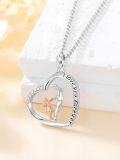 wholesale 925 Sterling Silver Heart Pendant Necklace for Dad & Daughter, Adjustable Chain, Gift for Mother's Day, Anniversary-0-3