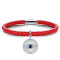wholesale 925 Sterling Silver Evil Eye Bracelet Wholesale With Red Braided Leather-0-0