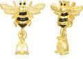 wholesale 925 Sterling Silver Bee Drop Dangle Earrings with Cubic Zirconia for Women Girls-0-0