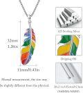 wholesale 925 Sterling Silver Rainbow Feather Necklace for Women Men Pride LGBTQ Jewellery Gift 48cm Chain Length-0-5