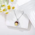 wholesale Metal Stone Sunflower Birthstone Necklace Pendant Gift for Women-0-2