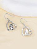 wholesale 925 Sterling Silver Heart-shaped Penguins with Cubic Zirconia Pendant Hook Earrings-0-4