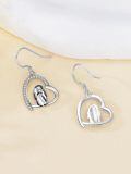 wholesale 925 Sterling Silver Penguin Heart Drop Earrings Cubic Zirconia Platinum Plated-0-4