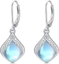wholesale 925 Sterling Silver Teardrop White Opal Dangle Earrings for Women-Moonstone