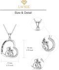 wholesale 925 Sterling Silver I Love You Forever Cats in Heart with Cubic Zirconias and CZs Pendant Necklace for Women-0-4