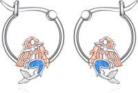 wholesale 925 Sterling Silver Blue Opal Mermaid Hoop Earrings for Women Gifts-Mermaid
