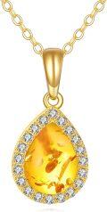 wholesale 14K Gold Amber Necklace For Women 14k Gold Teardrop Necklace Gold Jewelry Gift For Women (amber)-0-0