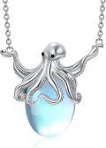 wholesale 925 Sterling Silver Octopus Opalite Pendant Necklace Sea Life s for Women and Girls-0-0