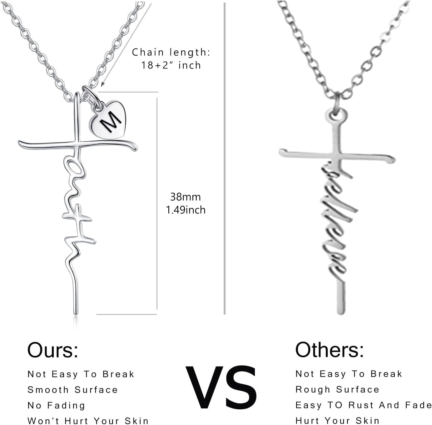 925 Sterling Silver Birthstone Faith Cross Pendant Necklace for Women-0-4