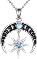 wholesale 925 Sterling Silver Moonstone Crescent Moon & Star Pendant Necklace-0-0
