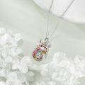 wholesale 925 Sterling Silver Enamel Owl Pendant with Cubic Zirconia Necklaces for Women Girls s-0-4