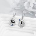 wholesale 925 Sterling Silver Black Cat Butterfly Teardrop Dangle Earrings - Mothers Day Gift for Her-0-4