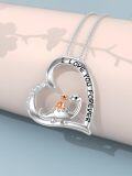 wholesale 925 Sterling Silver Dinosaur Heart-Shaped Pendant Necklace with I Love You Forever Inscription for Women-0-3