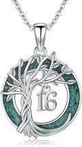 wholesale 925 Sterling Silver & Turquoise Tree of Life Pendant with 16 Charm - 20mm-0-0