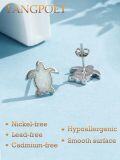 wholesale 925 Sterling Silver Turtle Shape White Opal Stud Earrings for Sensitive Skin-0-2