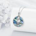 wholesale 925 Sterling Silver Round Abalone Shell Raven Pendant Necklace-0-2