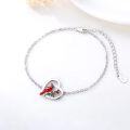 wholesale 925 Sterling Silver Heart-Shaped Cardinal Bird Charm Bracelet/Anklet Gift for Women-0-1