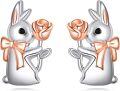 wholesale 925 Sterling Silver Rabbit Rose Bow Tie Stud Earrings for Women-0-0