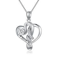 TOUPOP Sterling Silver & Stone Double Heart Pendant Necklace-undefined