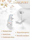wholesale 925 Sterling Silver Dinosaur Shape White Opal Studs for Sensitive Ears-0-1